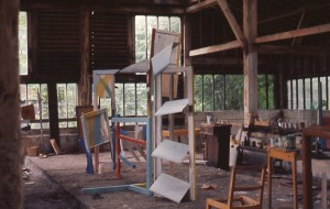 David Nash, Blue Place, 1966, work in progress, Coombe Farm Barn