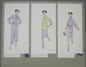 Rayon shirt / Trevira trousers; Viyella overshirt / Trevira skirt; Silky Rayon dress