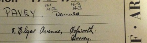 Donald Pavey registration card